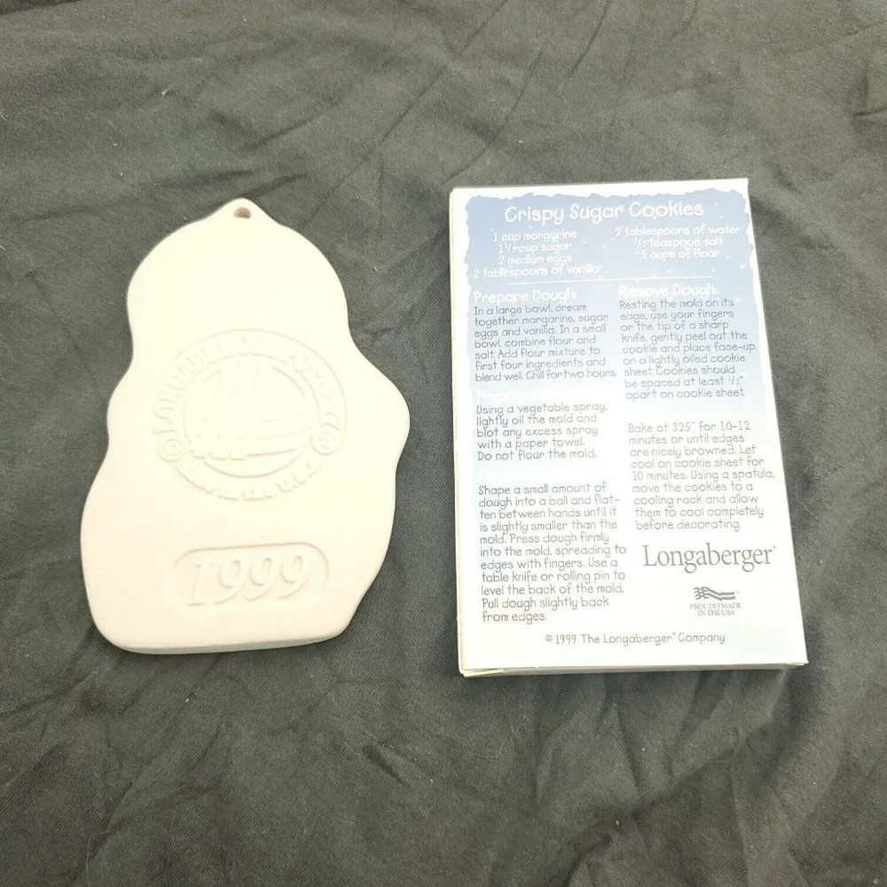 Longaberger 1999 Pottery Snow Friends Flurry & Snowball Crispy Suger Cookie Mold